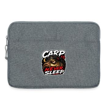 Lustiges Karpfenangelhemd / -becher – Karpfen schlafen nie - Laptoptasche 15" - Grau meliert - Vorne