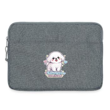Surcharge de douceur - Design de chien Bichon mignon - Sacoche pour ordinateur portable 15 pouces - gris chiné - Devant