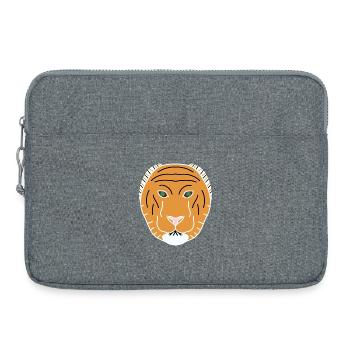 Oranger minimalistischer Tiger - Laptoptasche 15" - Grau meliert - Vorne