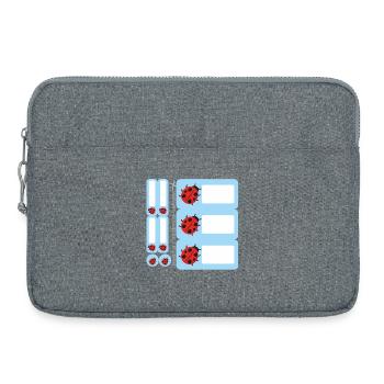 DIY Schulaufkleber Marienkäfer - 9 er Set - blau - Laptoptasche 15" - Grau meliert - Vorne