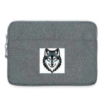 Emblème graphique du loup - Sacoche pour ordinateur portable 15 pouces - gris chiné - Devant