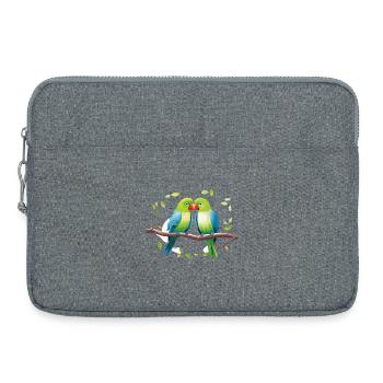 Kussende Papageien am Ast - Laptoptasche 15" - Grau meliert - Vorne