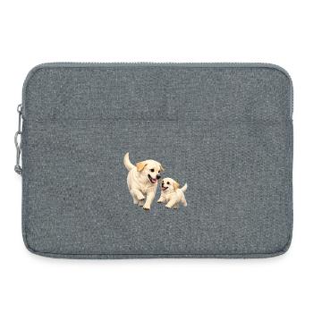 Mom and her baby are happily running down the street - Laptop bag 15" - heather grey - Front