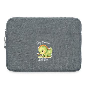 Reste curieux – Aquarelle Dino & Abeille - Sacoche pour ordinateur portable 15 pouces - gris chiné - Devant