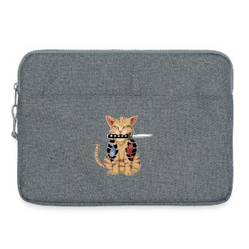 Katana-Katze Japanischer Samurai lustiges Kätzchengeschenk - Laptoptasche 15" - Grau meliert - Vorne