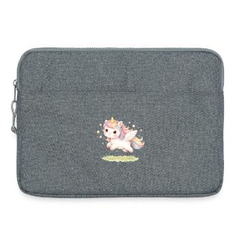Licorne volante aux couleurs pastel dans le style kawaii - Sacoche pour ordinateur portable 15 pouces - gris chiné - Devant