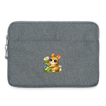 Cute bunny on flower meadow - Laptop bag 15" - heather grey - Front