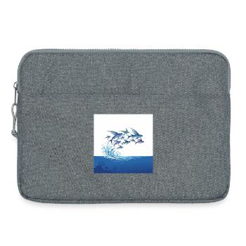 Poissons volants sautent par-dessus les vagues et l’eau de mer - Sacoche pour ordinateur portable 15 pouces - gris chiné - Devant