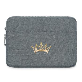 Krone, elegant, goldig, personalisierbar - Laptoptasche 15" - Grau meliert - Vorne
