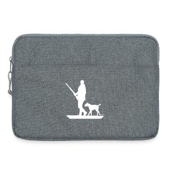 Chasseur avec chien à l'affût - Sacoche pour ordinateur portable 15 pouces - gris chiné - Devant