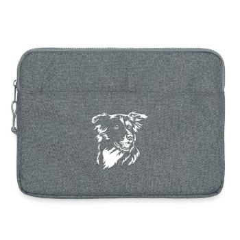 Tête de Border Collie « Black Edition » - Sacoche pour ordinateur portable 15 pouces - gris chiné - Devant