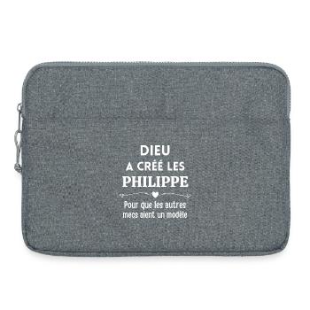 Philippe, prénom Philippe anniversaire Philippe - Sacoche pour ordinateur portable 15 pouces - gris chiné - Devant
