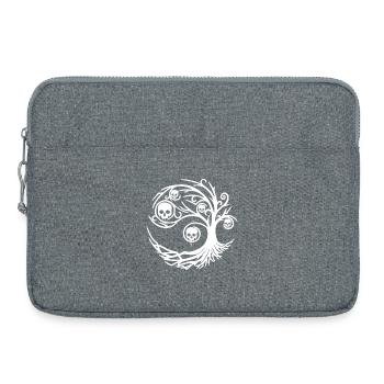 Weißer Baum mit Totenköpfen - Laptoptasche 15" - Grau meliert - Vorne
