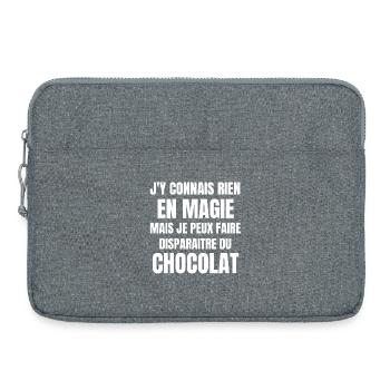 chocolat, chocolat humour, manger du chocolat - Sacoche pour ordinateur portable 15 pouces - gris chiné - Devant