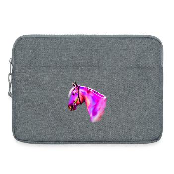 Neon Horse Head Watercolor - Laptop bag 15" - heather grey - Front