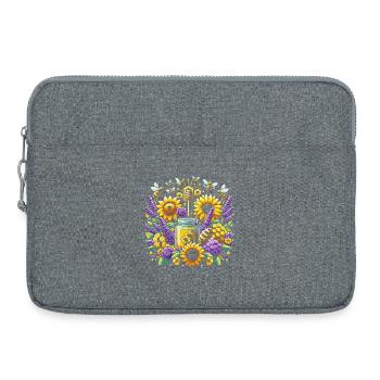 Œuvre d’art vibrante et colorée avec du miel d’abeille - Sacoche pour ordinateur portable 15 pouces - gris chiné - Devant