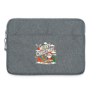 Joyeux Noël Scène du renne et du Père Noël - Sacoche pour ordinateur portable 15 pouces - gris chiné - Devant