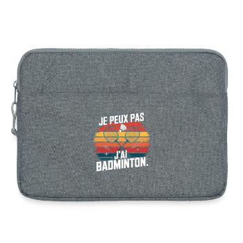 Vintage Style Badminton - I Can't, I Have Bad - Laptop bag 15" - heather grey - Front