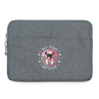 Mops Hund - Laptoptasche 15" - Grau meliert - Vorne
