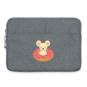 Souris qui rit en beignet – Motif de bonne humeur douce - Sacoche pour ordinateur portable 15 pouces - gris chiné - Devant