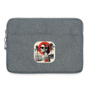 T-shirt rétro fille à la plage - Sacoche pour ordinateur portable 15 pouces - gris chiné - Devant