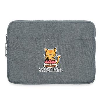 The cute baker cat bakes a cake! - Laptop bag 15" - heather grey - Front