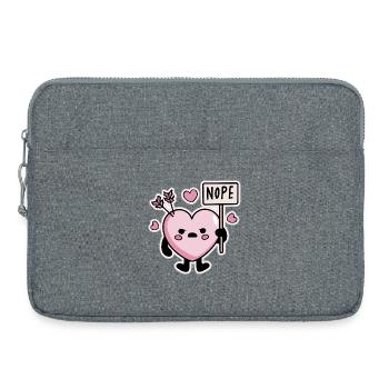 Kawaii Heart Nope Sign Anti Valentine’s Day - Sacoche pour ordinateur portable 15 pouces - gris chiné - Devant