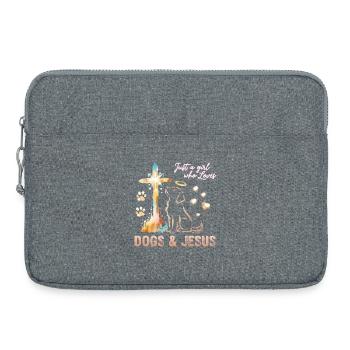 Hunde Liebe Jesus Lichtkreuz - Laptoptasche 15" - Grau meliert - Vorne