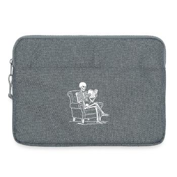 Skeleton Reading in Armchair - Laptop bag 15" - heather grey - Front