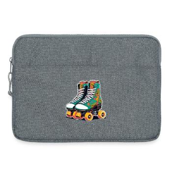 Blumenflair Rollschuhe Teal - Laptoptasche 15" - Grau meliert - Vorne