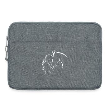 Pferd Mädchen Herz Liebe Reiten Reiterin - Laptoptasche 15" - Grau meliert - Vorne