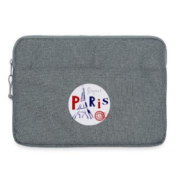 Eiffelturm Abbildung im Kreis mit Inschrift - Laptoptasche 15" - Grau meliert - Vorne