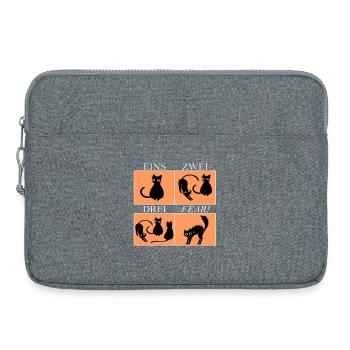 Vier Katzen Panels mit Spruch Fear - Laptoptasche 15" - Grau meliert - Vorne