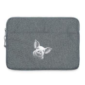 Funny peeking pig - Laptop bag 15" - heather grey - Front
