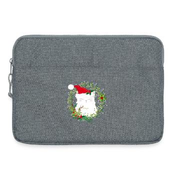 Chat de noel - Sacoche pour ordinateur portable 15 pouces - gris chiné - Devant