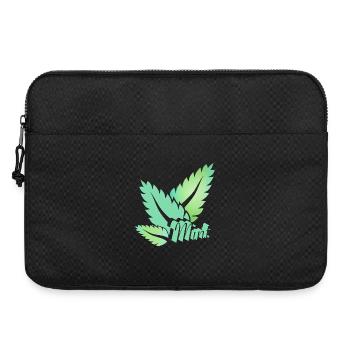stylized green mint leaves with typography - Laptop bag 15" - black - Front