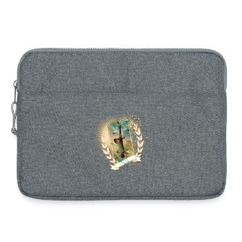 kunstvoll gestaltete Tarot Karte Der Gehängte - Laptoptasche 15" - Grau meliert - Vorne