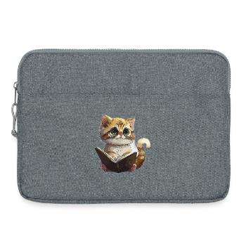 Chaton de lecture avec des lunettes Chat de lecture - Sacoche pour ordinateur portable 15 pouces - gris chiné - Devant