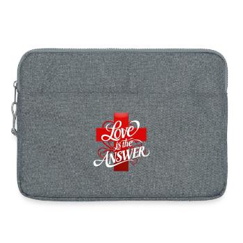 Liebe ist die Antwort Schriftzug - Laptoptasche 15" - Grau meliert - Vorne