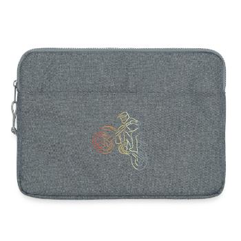 Dessin au trait de motocross - Sacoche pour ordinateur portable 15 pouces - gris chiné - Devant