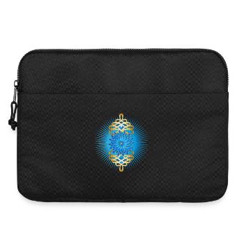 Gold brooches motif with bright blue cornflower - Laptop bag 15" - black - Front