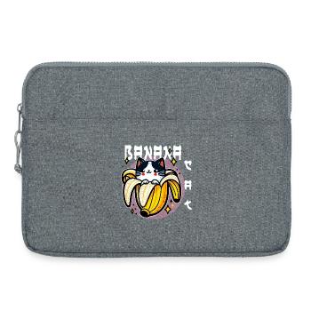 Chat banane kawaii - Sacoche pour ordinateur portable 15 pouces - gris chiné - Devant