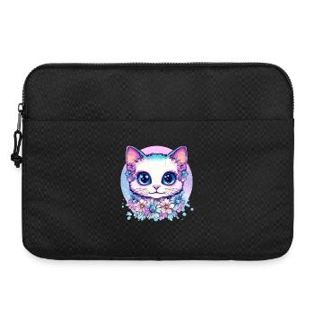 Pastellkätzchen mit Blumenkranz - Laptoptasche 15" - Schwarz - Vorne
