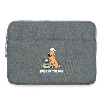 Kochhund mit Suppe Würze den Tag - Laptoptasche 15" - Grau meliert - Vorne