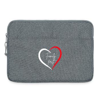 La famille d’abord – Cœur - Sacoche pour ordinateur portable 15 pouces - gris chiné - Devant