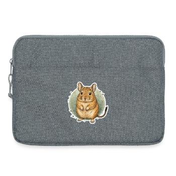 Standing Degu With Green Watercolor Circle - Laptop bag 15" - heather grey - Front