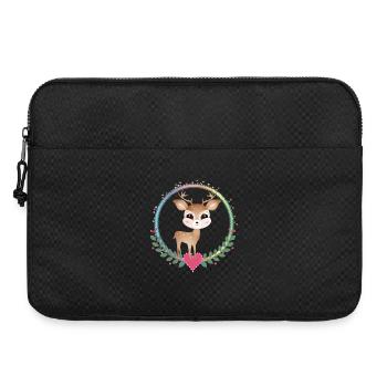 niedlicher kleiner Hirsch mit Herz Rahmen - Laptoptasche 15" - Schwarz - Vorne