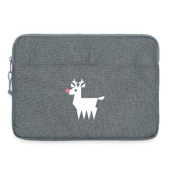 Rentier Rudolf L weiß mit neonpinker Nase - Laptoptasche 15" - Grau meliert - Vorne