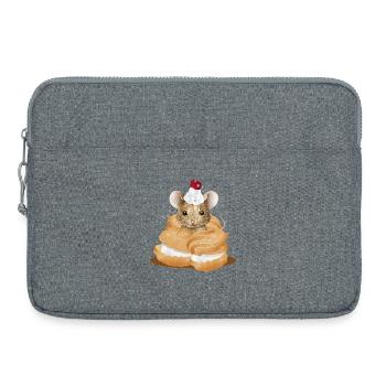 Mouse with icing in the middle of cream puffs - Laptop bag 15" - heather grey - Front