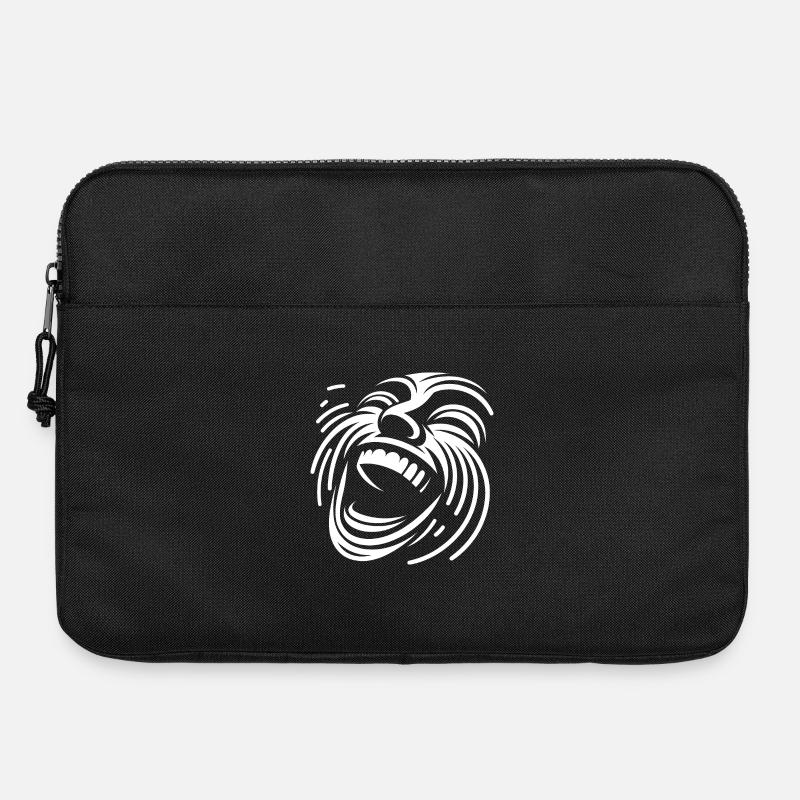 Laughing Line Face Pattern - Laptop bag 15" - black